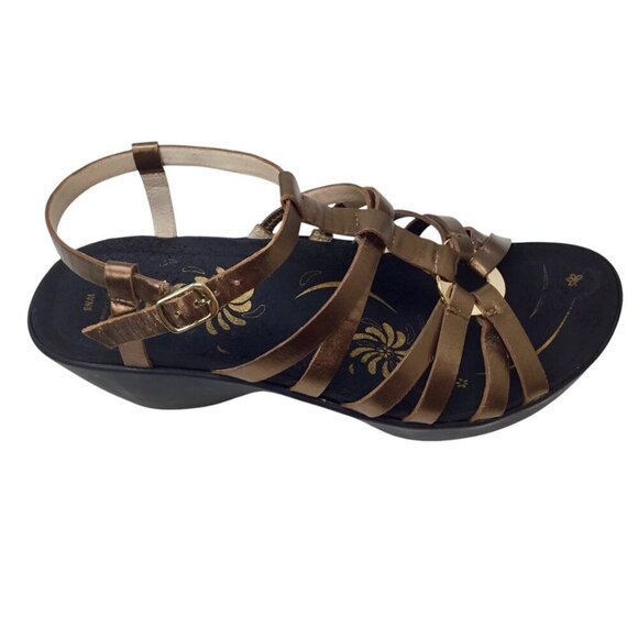 Abeo Sandals Bronze Gold Ring Strappy Gladiator Size 8 N Narrow Comfort Sandal - Picture 4 of 8